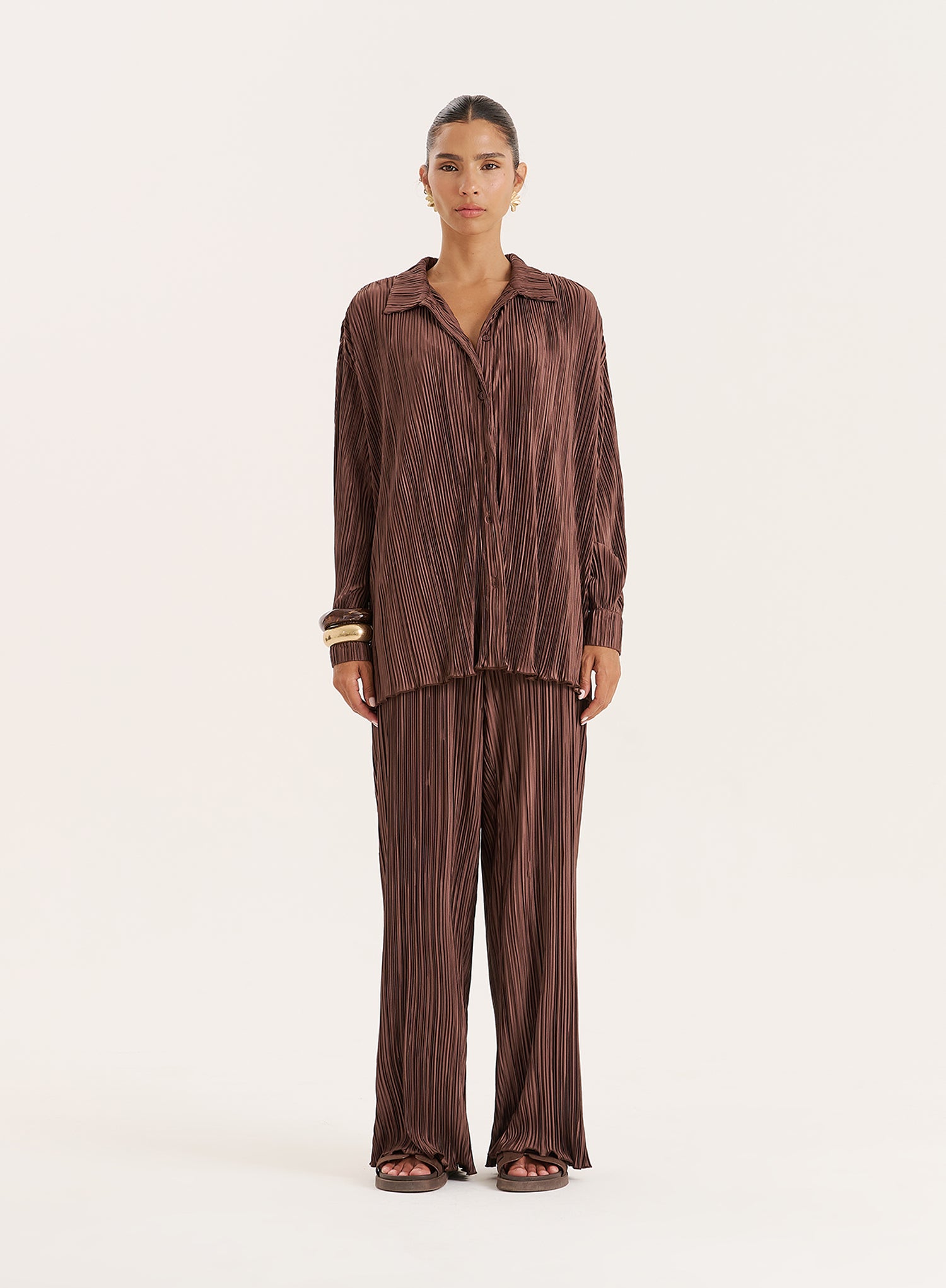 Chocolate Plisse Trouser